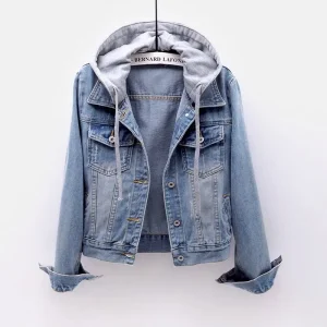 Women Fashion Casual Long Sleeve Hooded Denim Jacket