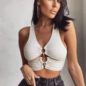 Women'S Sexy Ring Hollow Top Summer Long-Sleeved Navel T-Shirt Women'S Clothing